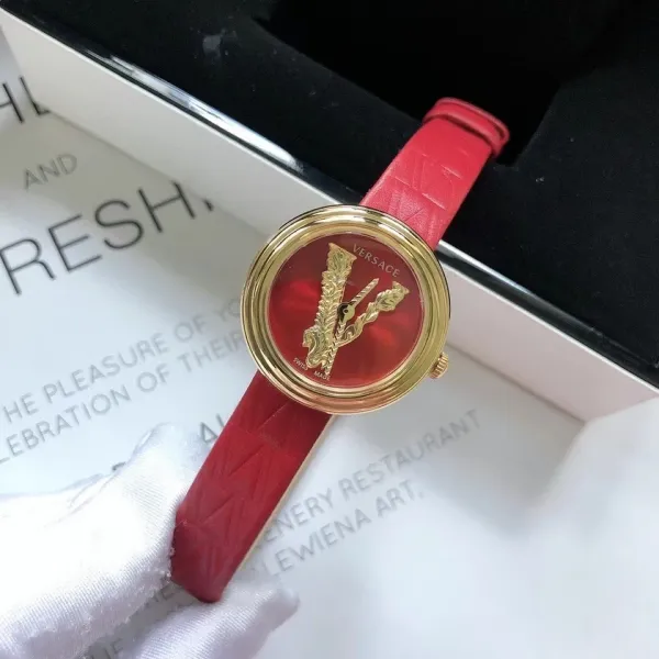 Versace Palazzo Empire Green Leather Strap Watch Watches - 9