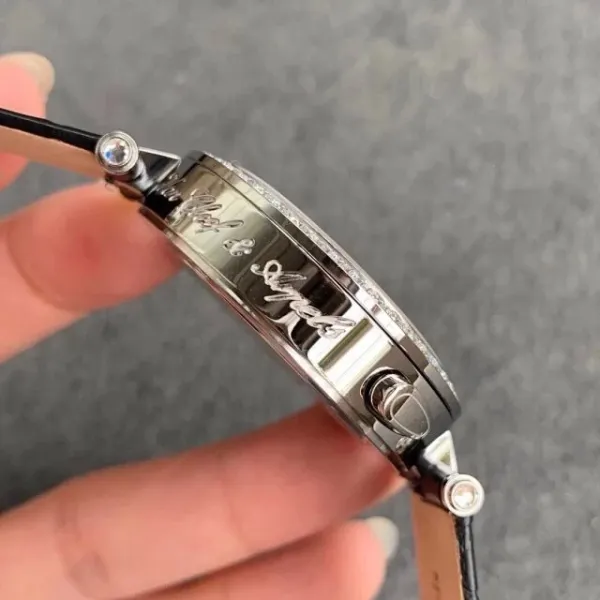 Van Cleef & Arpels Ballerina Watch Deep Blue Mother-of-Pearl Dial with Diamond Bezel and Black Alligator Strap Watches - 18