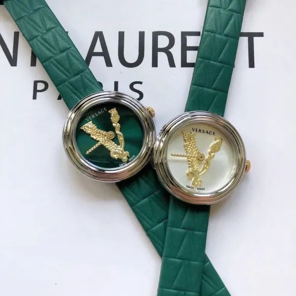 Versace Palazzo Empire Green Leather Strap Watch Watches - 25