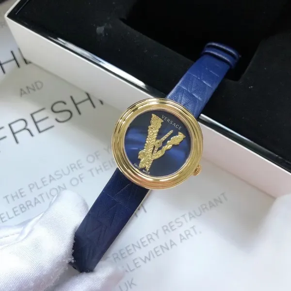 Versace Palazzo Empire Green Leather Strap Watch Watches - 15