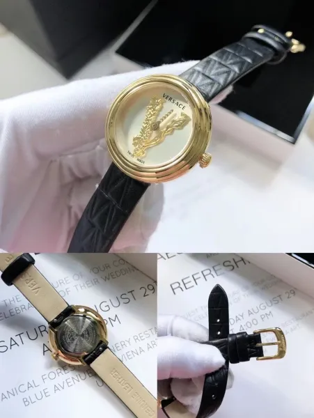 Versace Palazzo Empire Green Leather Strap Watch Watches - 27