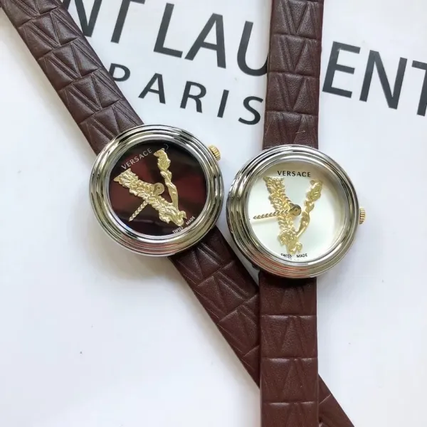 Versace Palazzo Empire Green Leather Strap Watch Watches - 33