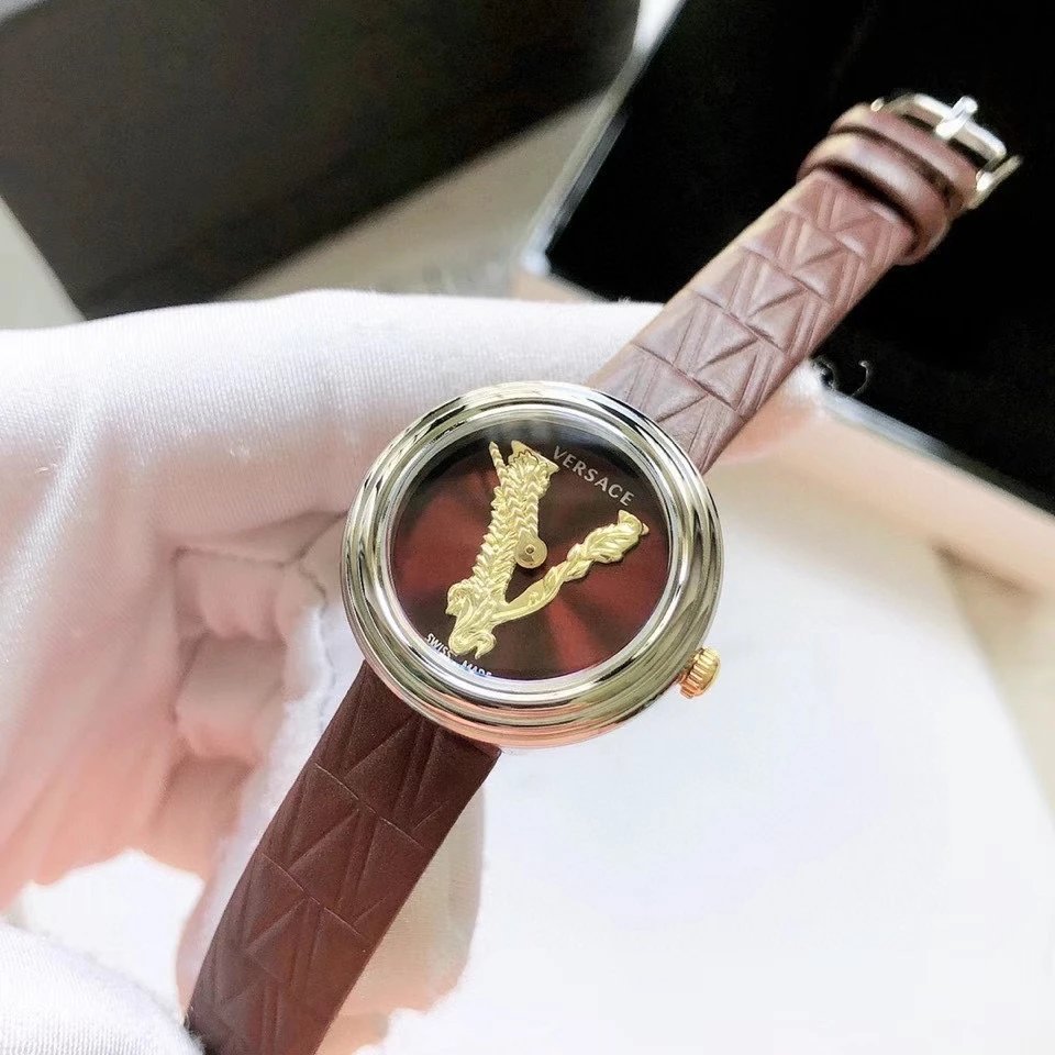 Versace Palazzo Empire Green Leather Strap Watch Watches - 32