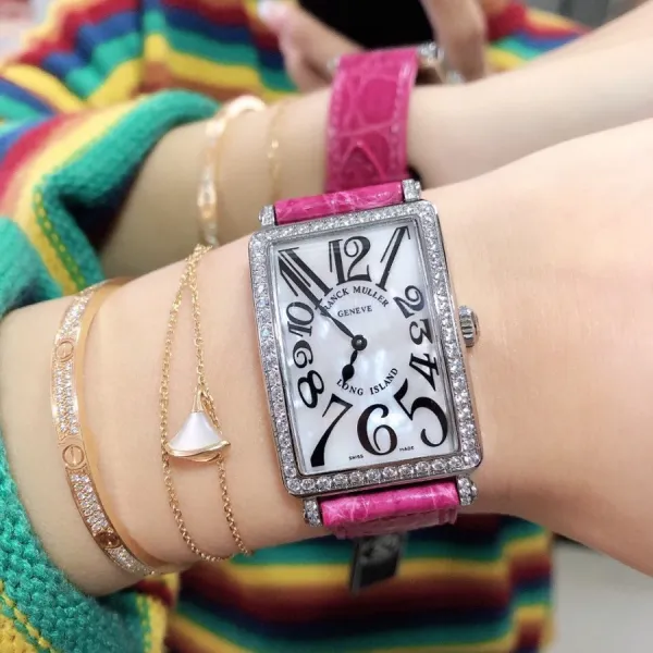 Franck Muller Long Island Mother-of-Pearl Dial Diamond Bezel White Gold Watch Watches - 11