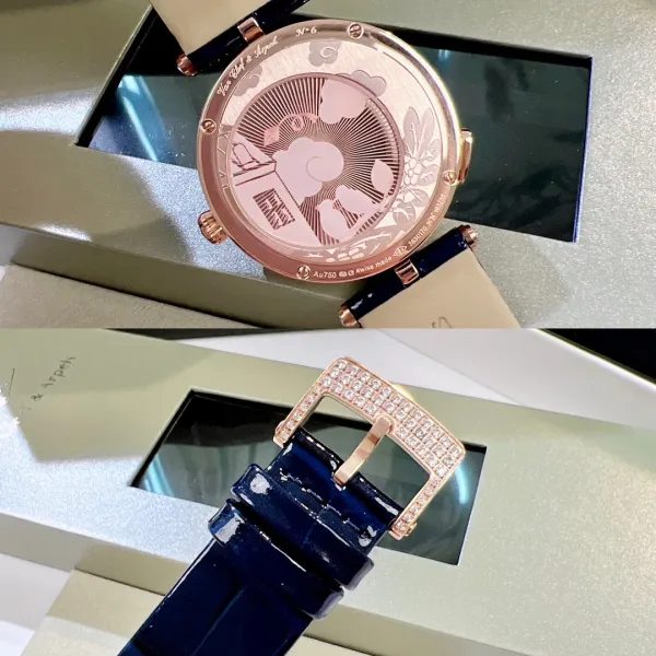 Van Cleef & Arpels Poetic Complications Lady Arpels Heures Florales Watch Navy Blue Leather Watches - 28