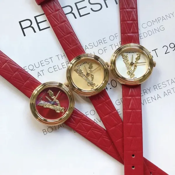 Versace Palazzo Empire Green Leather Strap Watch Watches - 10