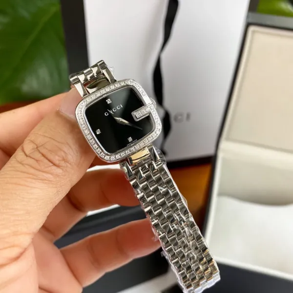 Gucci G-Gucci Square Black Dial Gold-Tone Diamond-Set Watch Watches - 14