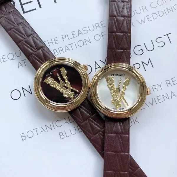 Versace Palazzo Empire Green Leather Strap Watch Watches - 34