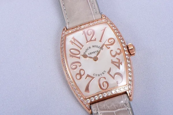 Franck Muller Curvex Diamond-Set Rose Gold with Turquoise Alligator Strap Watch Watches - 29