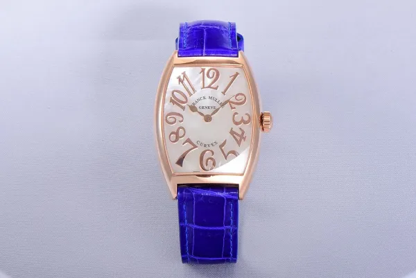 Franck Muller Curvex Diamond-Set Rose Gold with Turquoise Alligator Strap Watch Watches - 58