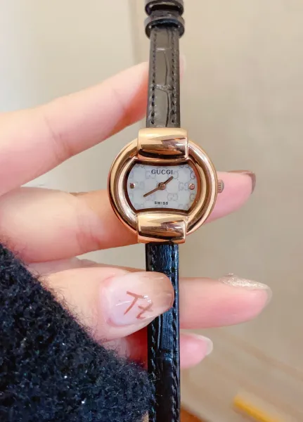 Gucci G-Timeless Mini Diamond-Set Black Dial Red Leather Watch Watches - 20