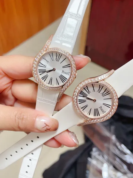 Design Piaget Limelight Gala Rose Gold Diamond-Set Black Leather Watch Watches - 77