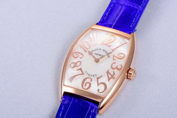 Franck Muller Curvex Diamond-Set Rose Gold with Turquoise Alligator Strap Watch Watches - 60