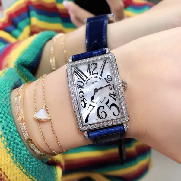 Franck Muller Long Island Mother-of-Pearl Dial Diamond Bezel White Gold Watch Watches - 13