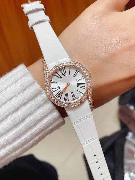 Design Piaget Limelight Gala Rose Gold Diamond-Set Black Leather Watch Watches - 81