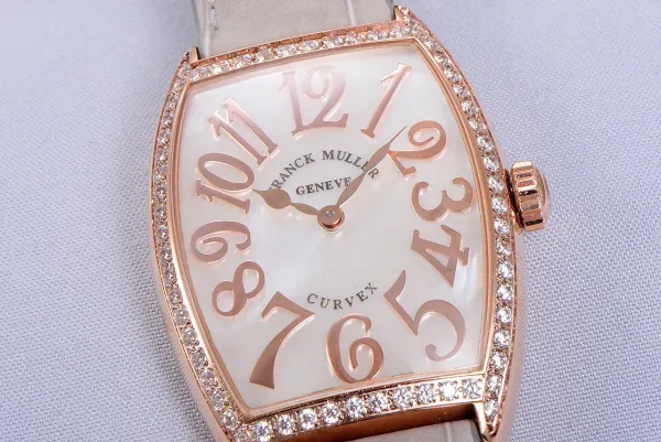 Franck Muller Curvex Diamond-Set Rose Gold with Turquoise Alligator Strap Watch Watches - 32