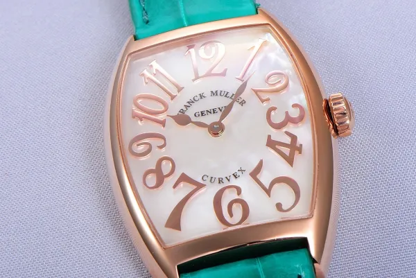 Franck Muller Curvex Diamond-Set Rose Gold with Turquoise Alligator Strap Watch Watches - 47