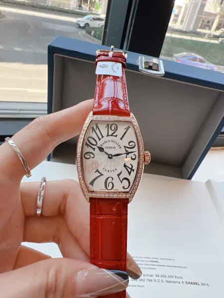 Franck Muller Curvex Diamond-Set Silver Dial Green Alligator Strap Mechanical Watch Watches - 28