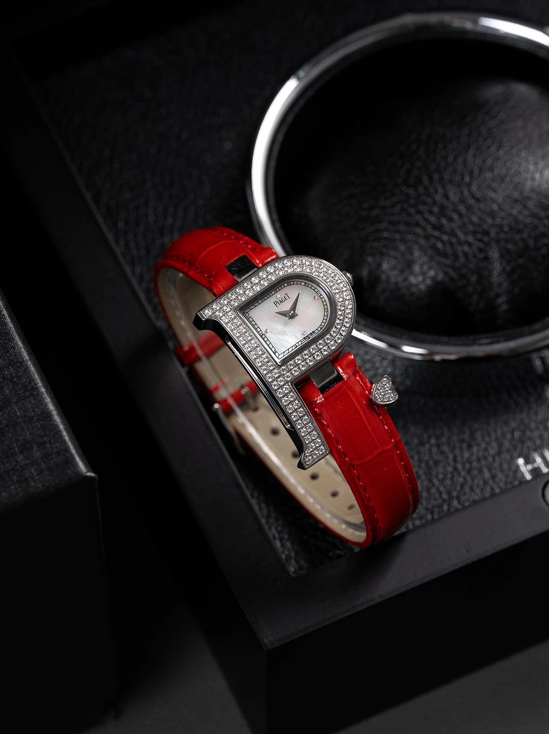 Piaget Watches Crystal-Set D-Shaped Case Watch with Crocodile-Pattern Strap image 7