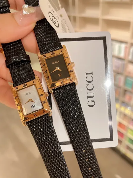 Gucci G-Timeless Mini Black Leather Strap Quartz Watch Watches - 23