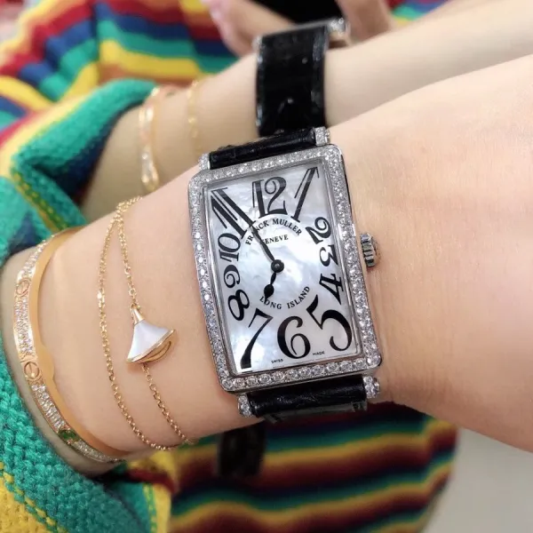 Franck Muller Long Island Mother-of-Pearl Dial Diamond Bezel White Gold Watch Watches - 15