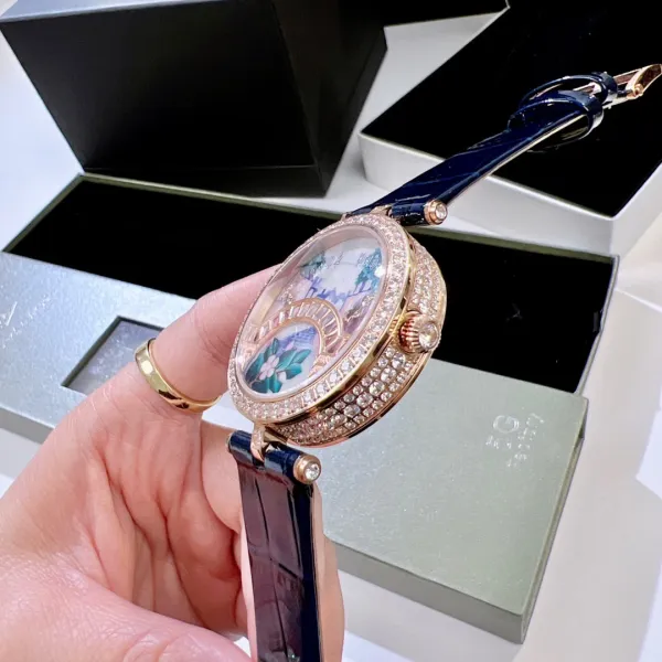 Van Cleef & Arpels Poetic Complications Lady Arpels Heures Florales Watch Navy Blue Leather Watches - 31