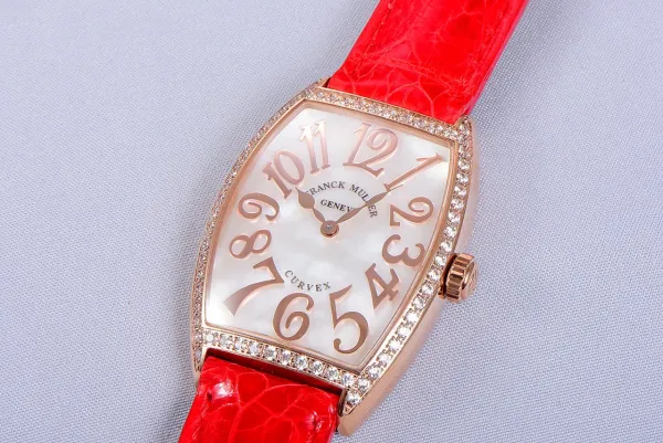 Franck Muller Curvex Diamond-Set Rose Gold with Turquoise Alligator Strap Watch Watches - 67
