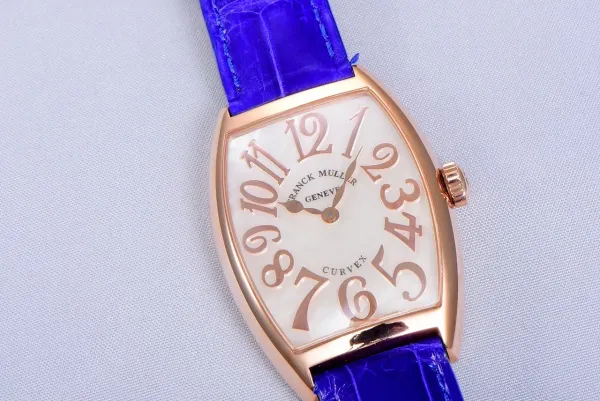 Franck Muller Curvex Diamond-Set Rose Gold with Turquoise Alligator Strap Watch Watches - 59