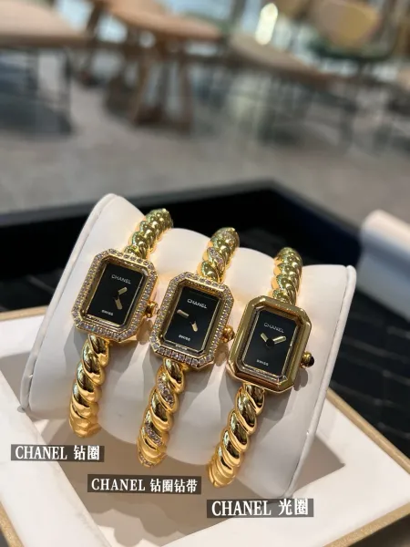 Chanel Première Éclat Gold-Tone Quartz Watch with Black Dial Watches - 13