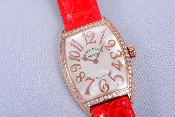 Franck Muller Curvex Diamond-Set Rose Gold with Turquoise Alligator Strap Watch Watches - 66