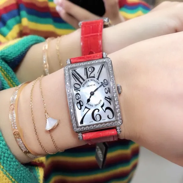 Franck Muller Long Island Mother-of-Pearl Dial Diamond Bezel White Gold Watch Watches - 16