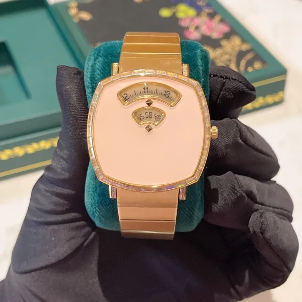 Design Malachite Dial Gold-Tone Watch with Diamond Bezel Watches - 19