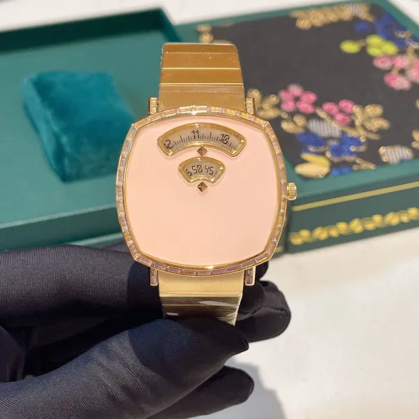 Design Malachite Dial Gold-Tone Watch with Diamond Bezel Watches - 22