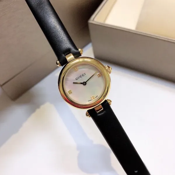 Gucci G-Timeless Mini Mother-of-Pearl Dial Black Leather Watch Watches - 20