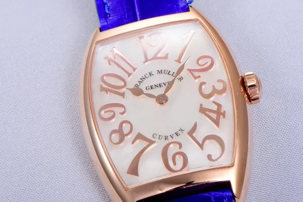 Franck Muller Curvex Diamond-Set Rose Gold with Turquoise Alligator Strap Watch Watches - 62