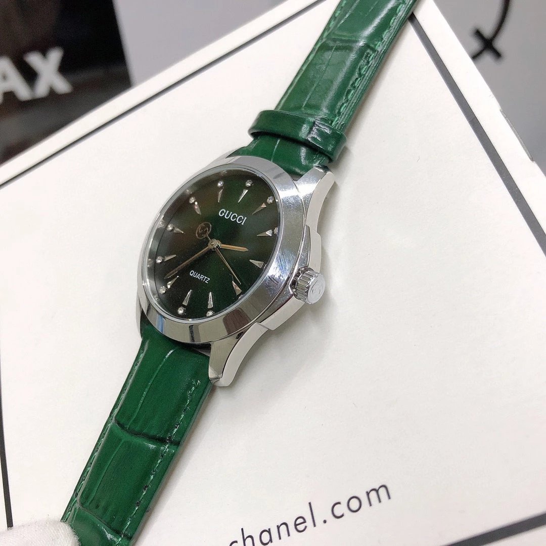 Gucci G-Timeless Mini Green Leather Quartz Watch - 43