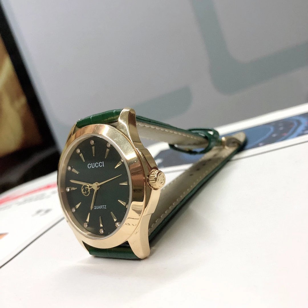Gucci G-Timeless Mini Green Leather Quartz Watch - 70