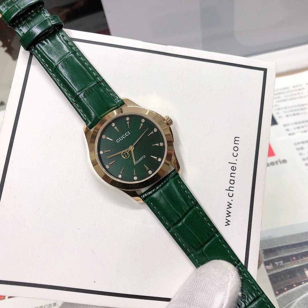 Gucci G-Timeless Mini Green Leather Quartz Watch - 64