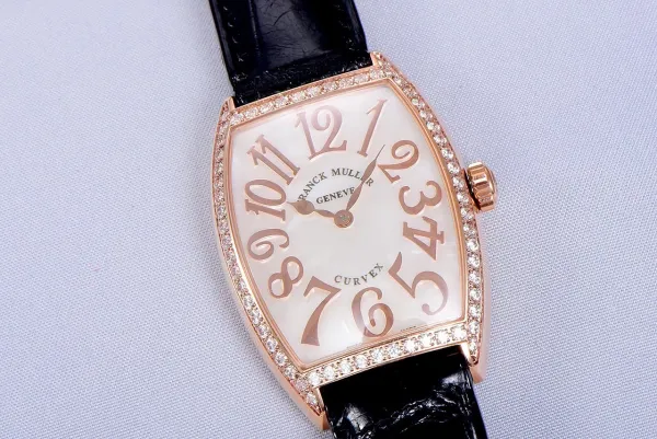 Franck Muller Curvex Diamond-Set Rose Gold with Turquoise Alligator Strap Watch Watches - 3
