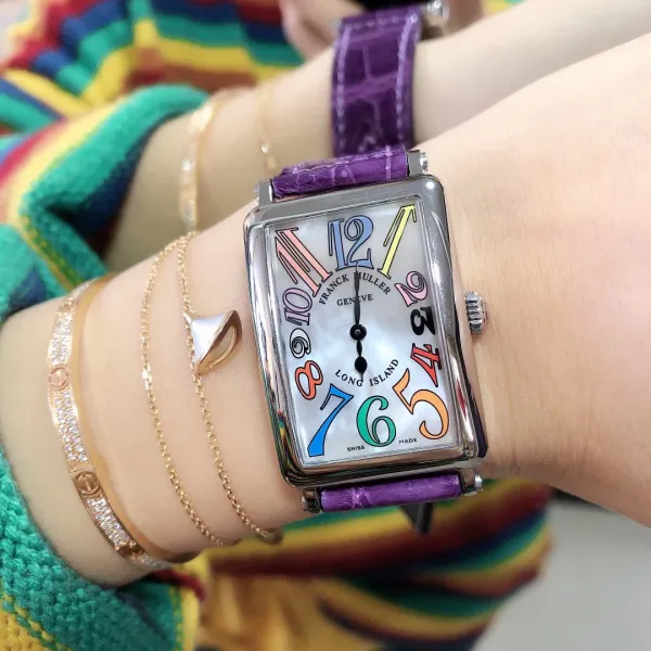 Franck Muller Long Island Mother-of-Pearl Dial Diamond Bezel White Gold Watch Watches - 20