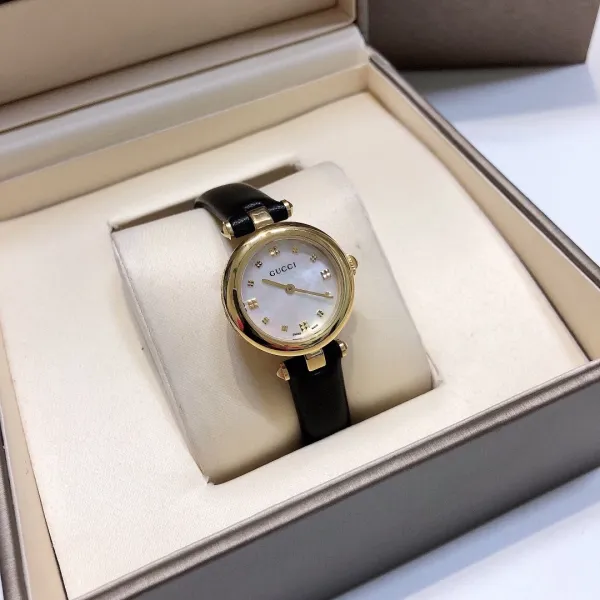 Gucci G-Timeless Mini Mother-of-Pearl Dial Black Leather Watch Watches - 2
