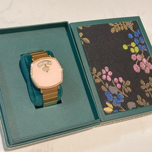 Design Malachite Dial Gold-Tone Watch with Diamond Bezel Watches - 21