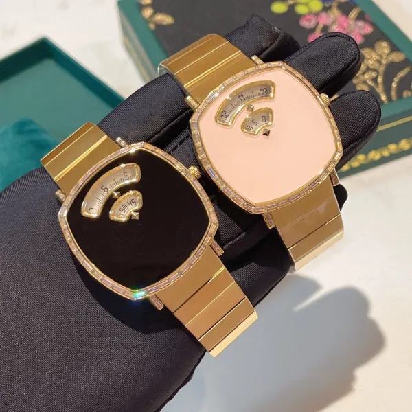 Design Malachite Dial Gold-Tone Watch with Diamond Bezel Watches - 9