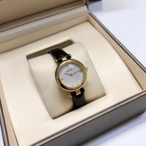 Gucci G-Timeless Mini Mother-of-Pearl Dial Black Leather Watch Watches - 23