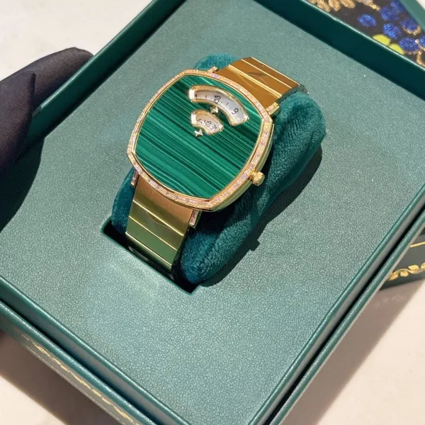 Design Malachite Dial Gold-Tone Watch with Diamond Bezel Watches - 13