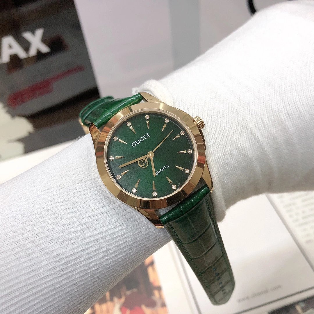 Gucci G-Timeless Mini Green Leather Quartz Watch - 68