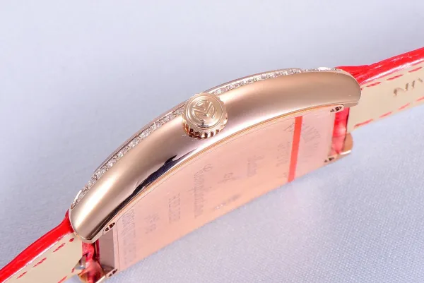 Franck Muller Curvex Diamond-Set Rose Gold with Turquoise Alligator Strap Watch Watches - 70