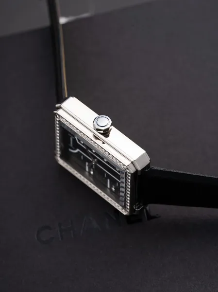 Chanel Mademoiselle Privé Watch Black and Gold Quartz Watch with Leather Strap Watches - 11