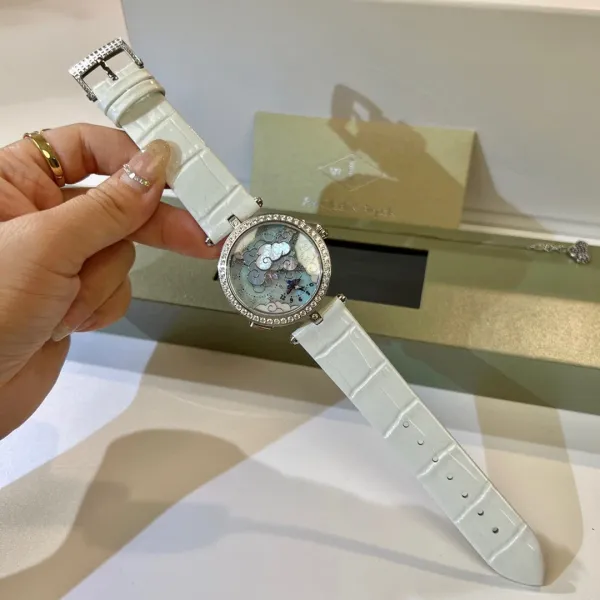 Van Cleef & Arpels Poetic Complications Clouds and Swallows White Mother-of-Pearl Dial White Alligator Strap Watch Watches - 11