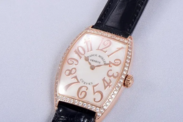 Franck Muller Curvex Diamond-Set Rose Gold with Turquoise Alligator Strap Watch Watches - 4